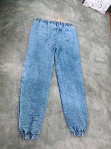 Acid Wash Denim Joggers