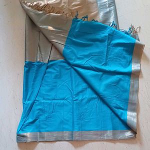 Brand New- Aura Art Silk Saree In Turquoise Blue