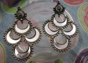 Silver Oxidized Heavy Earrings