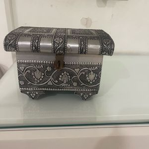 Vintage Silver Tone Jewelry Box