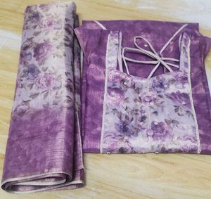 Semi Tissue Floral Kurta Set