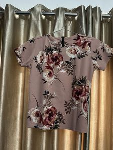 Pink Floral Short Sleeve Casual Top