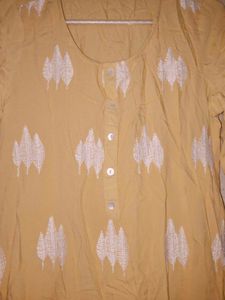 Yellow Straight A-line Kurti For Women