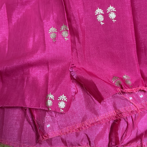 pink silk skirt with foil print