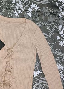 Cute Tan Long Sleeve Top