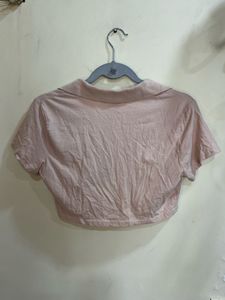 H&amp;M Pink Collared Crop Top