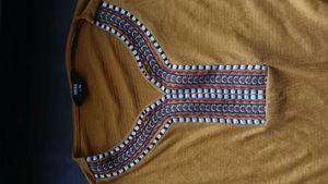 Embroidered Mustard Top