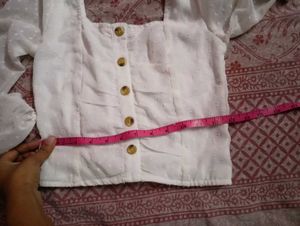 White Button-Up Crop Top