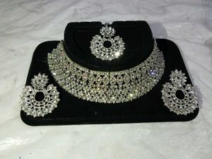 Silver Jewellery Set With American diamond