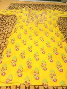Yellow Floral Print Kurti xxl