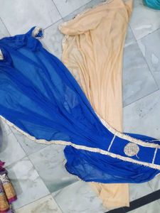 Elegant Golden Blouse Along With Ready 1 Min Saree