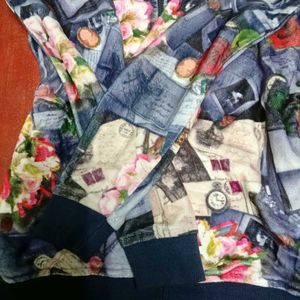 Vintage Floral &amp; Ephemera Print Zip-Up Jacket