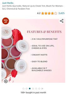 Just Herbs Lip And Cheek Tint - Peachy Coral
