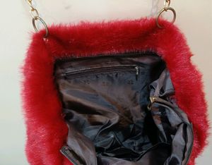 Red Faux Fur Hangbag