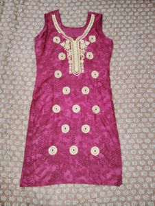 Maroon Embroidered Kurti