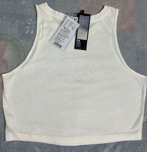 Printed Misty White Tank Crop Top