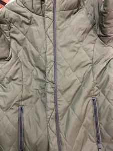 Olive Quilted Hooded Jacket