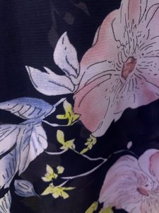 Blue Georgette Flowers Print Top
