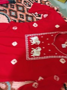 Red Embroidered Kurta