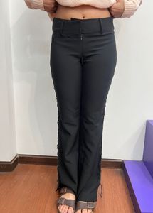 Black Bootcut Pant With Side Tie Up Detail
