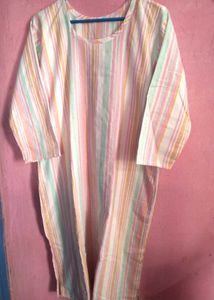 Pastel Striped Cotton Kurti | Washed & Ironed