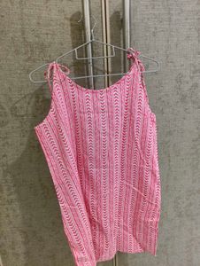 Pink Printed Tie Up Kurti