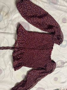 Floral Printed Square Neck Smocked Crop Top