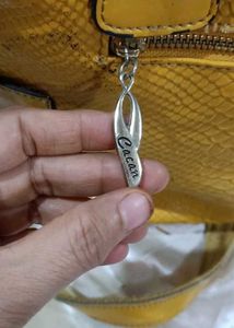 Yellow Snakeskin Satchel