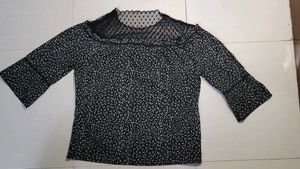 Polka Dot Mesh Top
