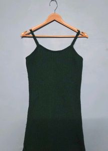 Dark Green Knit Slip Dress