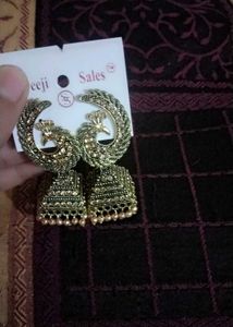 Peacock Design Golden Earrings