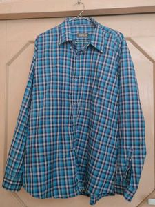 Blue Plaid Long Sleeve Button-Down Shirt
