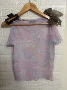 Trendy Marble Mesh Top