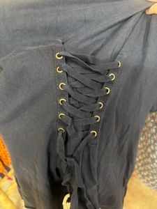 Corset Style Stylish Black Lace-Up T-Shirt