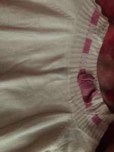 Soft White And Pink Colour Off Shoulder Top