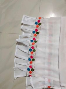 Beautiful White Dupatta With Small Colourful F