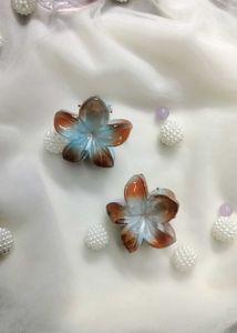 Blue And Orange Floral Hair Clips-1pc