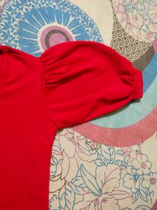Solid Red Square Neck Top