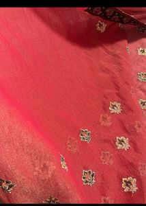 Rust &amp; Green Border Embroidered Saree