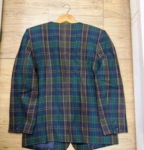 Women Vintage Plaid Blazer