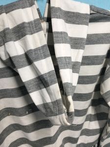 Grey And White Lining Hoodie