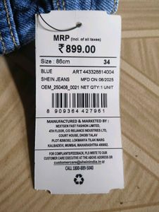 Shein Full Length Mid Wash Fixed Waist Knee Slit J