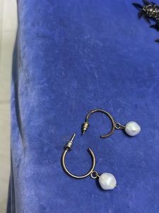 Pearl Drop Hoop Earrings