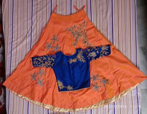 Long Crop Top Lehanga For Women Along With Scarf