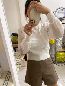 Elegant Lace Trim Knit Top