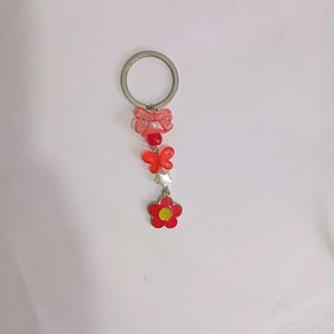 Red Floral Keychain