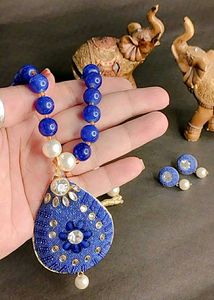 Blue And White Colour Beads Necklace