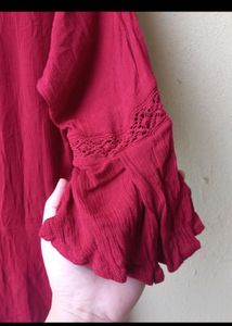 Red Bell Sleeve Top