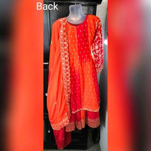 Women Ethnic Motifs Embroidery Sequins Orange Suit