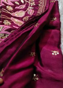 Premium Pure  Chiffon Work Saree